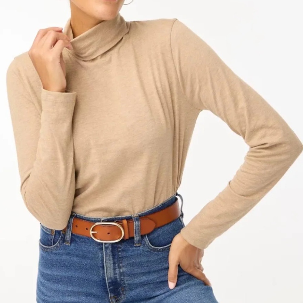 NWOT: J. Crew Tissue Turtleneck Tan - Size L